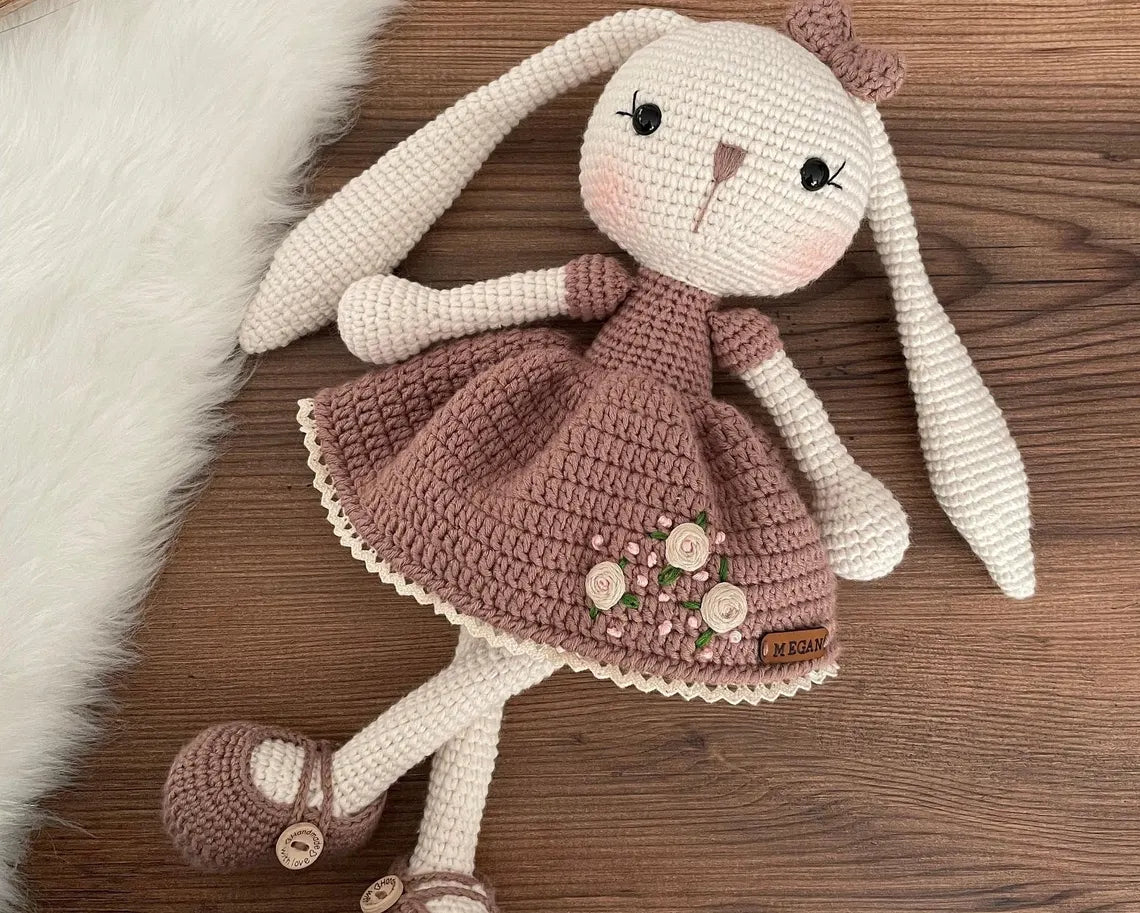 Crochet Dressed Bunny Doll: Personalized Amigurumi Easter Rabbit Toy