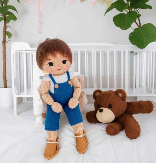 Handmade Crochet Doll: Cotton Amigurumi Doll with Curly Hair